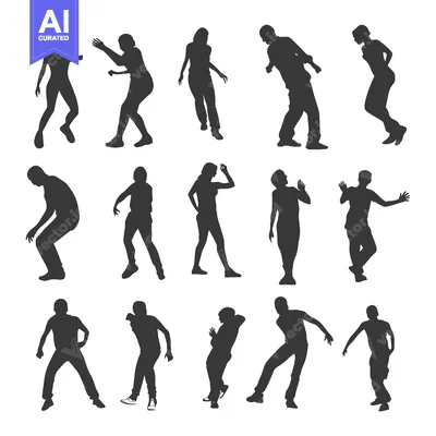 Premium design asset: Silhouettes of People in Various Poses