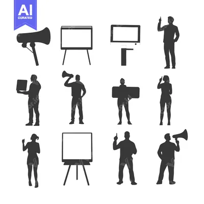 Aset premium populer: Silhouettes of People Presenting with Various Presentation Tools