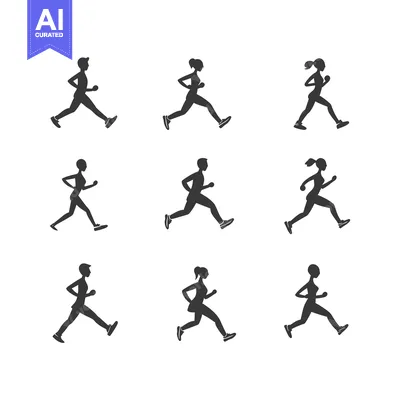 Popular premium asset: Silhouettes of People Running in Different Poses