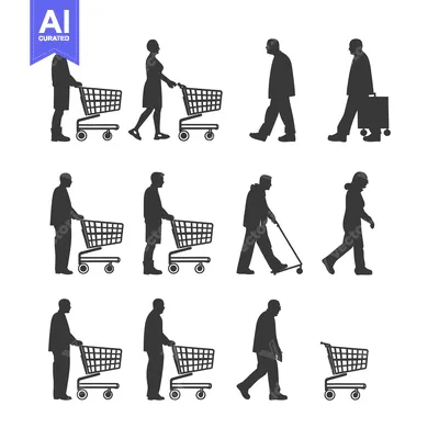 Aset premium populer: Silhouettes of People Shopping and Walking