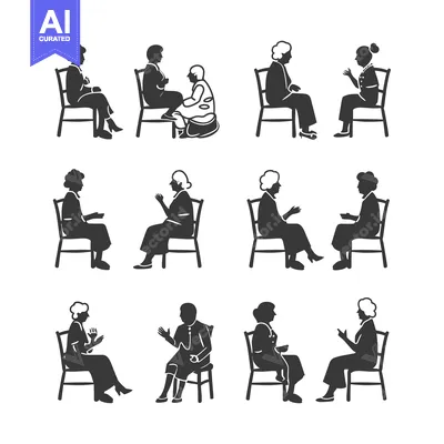 Aset premium populer: Silhouettes of People Sitting on Chairs in Various Poses