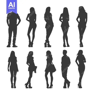 Aset premium populer: Silhouettes of People Standing in Various Poses