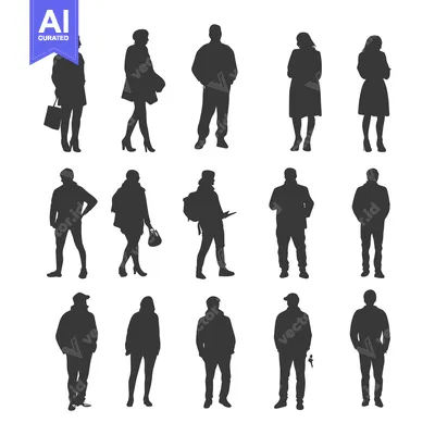 Silhouettes of People Standing in Various Poses