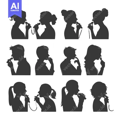 Premium design asset: Silhouettes of People Talking on Retro Phones