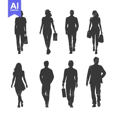 Aset premium populer: Silhouettes of People Walking with Shopping Bags