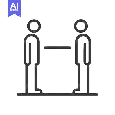 Aset premium populer: Simple Graphic of Social Distancing Between Two People