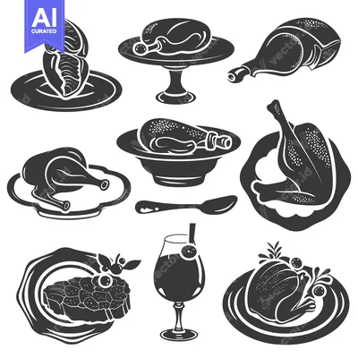 Popular premium asset: Silhouettes of Roasted Chicken and Other Food Items