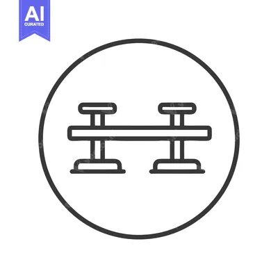 Seesaw Balance Icon in Circle, Minimalist Line Art Design