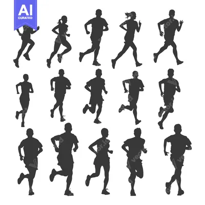 Aset desain premium: Silhouettes of Runners in Motion