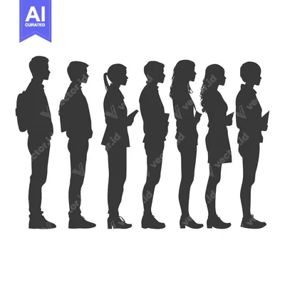 Aset premium populer: Silhouettes of Seven People Standing in a Line