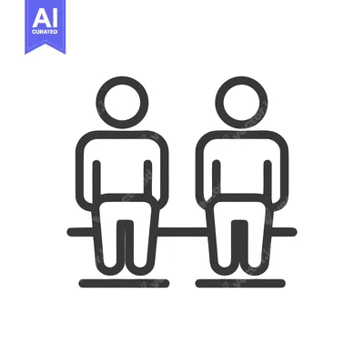 Minimalist Line Art Icon: Two Figures Seated Together, Symbolic of Uni