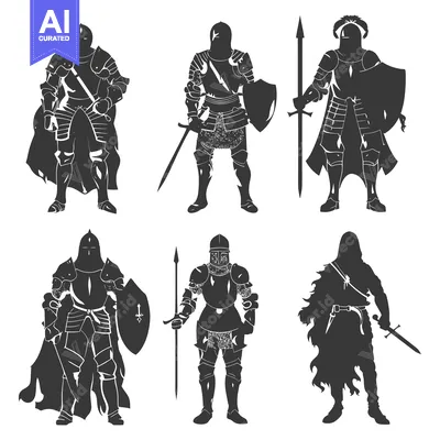 Popular premium asset: Silhouettes of Six Medieval Knights in Full Armor