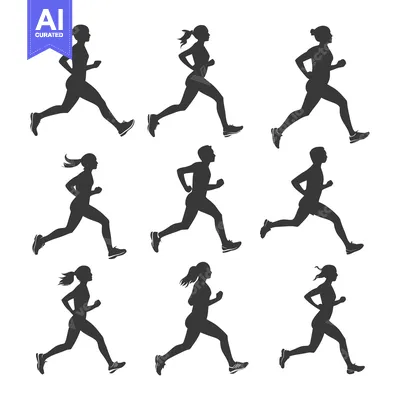 Silhouettes of Six People Running in Different Poses