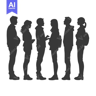 Silhouettes of Six People Standing in a Line