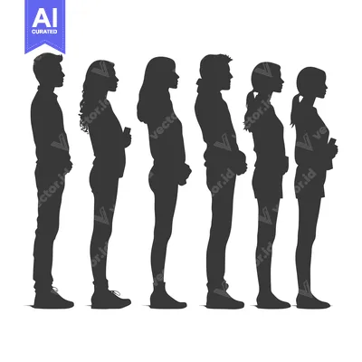 Premium design asset: Silhouettes of Six People Standing in a Line