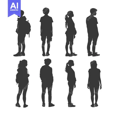 Popular premium asset: Silhouettes of Six People Standing in Various Poses