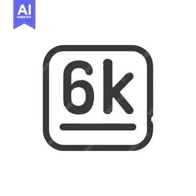 6K Resolution Icon: Bold Typography in Rounded Square Frame, Minimalis