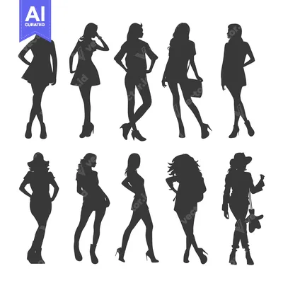 Aset premium populer: Silhouettes of Stylish Women in Various Poses