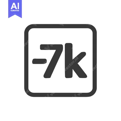 Bold "-7k" Logo in Rounded Square Frame, Minimalist Design