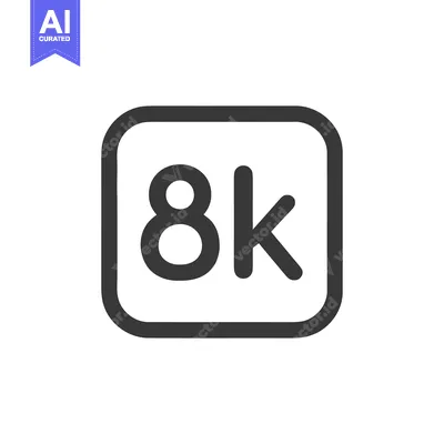 8K Resolution Icon: Bold Typography in Rounded Square Frame, Minimalis