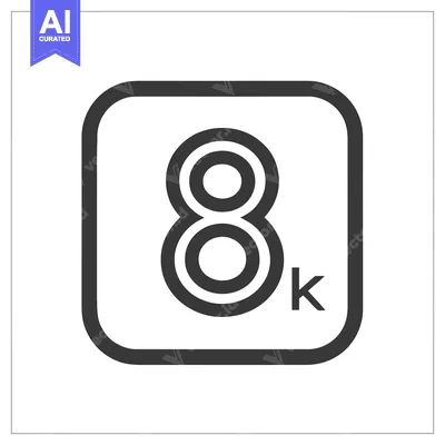 8K Resolution Icon: Bold, Modern Design with Rounded Square Frame