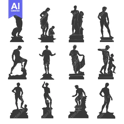 Silhouettes of Twelve Ancient Greek and Roman Statues