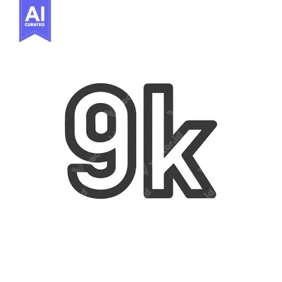 Bold 9k Symbol: Modern Typography, Clean Design, Isolated on White