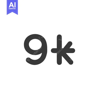 Bold 9k Symbol on White Background, Minimalist Design