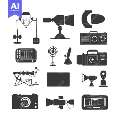 Silhouettes of Various Camera and Lighting Equipment