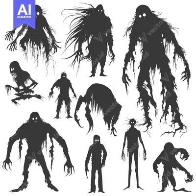 Silhouettes of Various Creepy and Ghastly Creatures