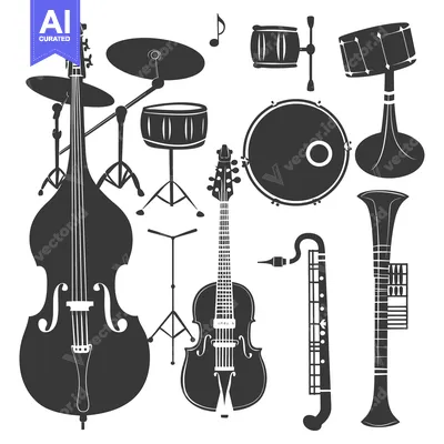 Silhouettes of Various Musical Instruments