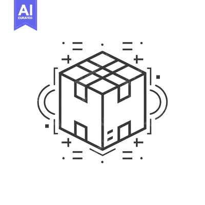 A 3D box with a geometric outline design