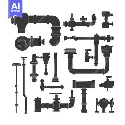 Silhouettes of Various Plumbing and Piping Components