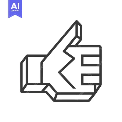 Aset premium populer: A 3D outline of a hand giving a thumbs up gesture