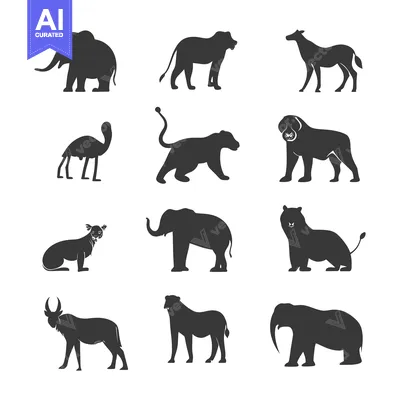 Silhouettes of Various Wild Animals