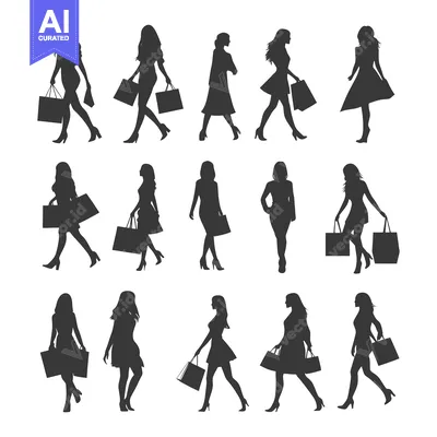 Popular premium asset: Silhouettes of Women Carrying Shopping Bags
