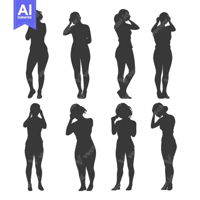 Aset premium populer: Silhouettes of Women Covering Their Ears with Their Hands