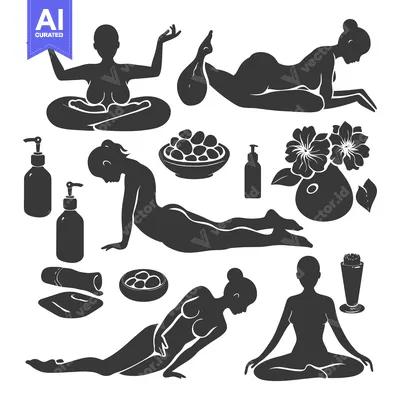 Silhouettes of Women Engaged in Spa and Wellness Activities
