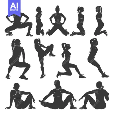 Premium design asset: Silhouettes of Women Exercising in Various Poses