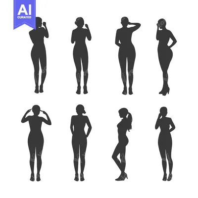 Aset premium populer: Silhouettes of Women in Various Poses