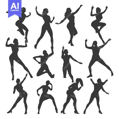 Aset premium populer: Silhouettes of Women in Various Poses