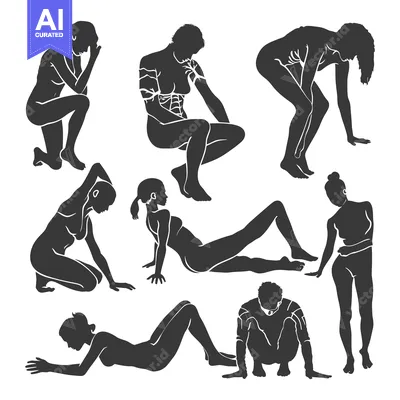 Aset premium populer: Silhouettes of Women in Various Poses