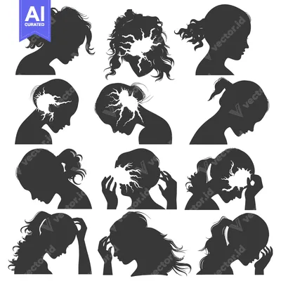 Popular premium asset: Silhouettes of Women with Cracked Heads