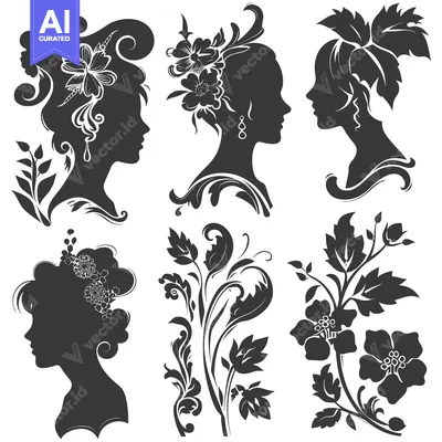 Silhouettes of Women with Floral Accents