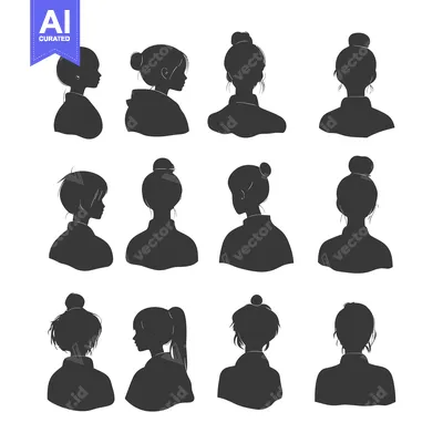 Premium design asset: Silhouettes of Women with Various Hairstyles and Poses