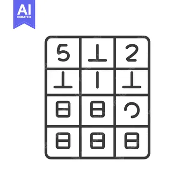 Aset desain premium: A 3x3 grid with numbers, symbols, and blank spaces