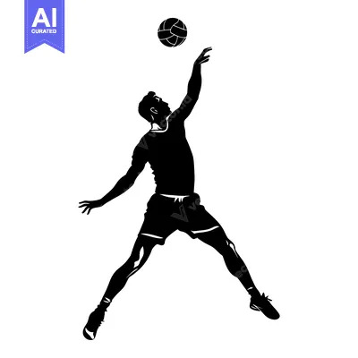 Aset premium populer: Silhouette of a Volleyball Player Spiking the Ball