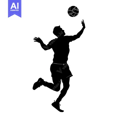 Silhouette of a volleyball player spiking the ball