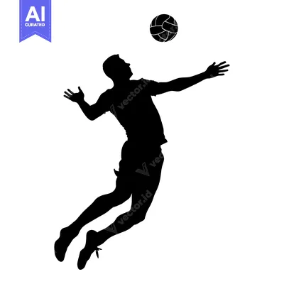 Aset desain premium: Silhouette of a Volleyball Player Spiking the Ball