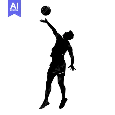 Aset desain premium: Silhouette of a Volleyball Player Spiking the Ball